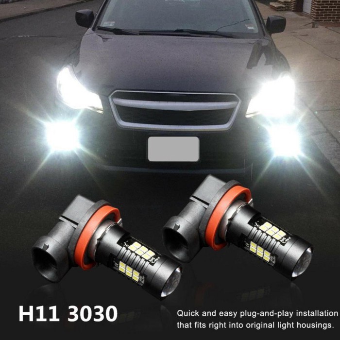 2Pcs 12V-24V CANBUS SMD3030 H8 H11 H11LL LED Bulbs HB4 9006 HB3 9005 H10 9012 hir2 H7 LED Car Fog L
