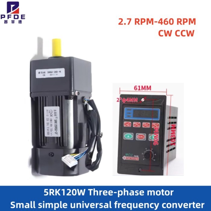 NEW AC Reductie motor 5RK120W Three-phase motor 220V 2.7 RPM-460 RPM  Small simple universal freque