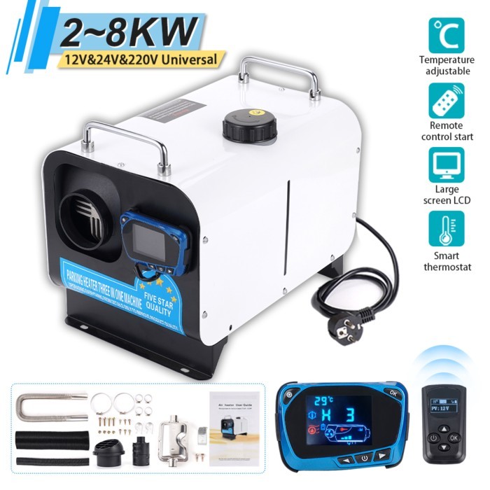 5/8KW Car Heater Diesel Air Heater 12V&24V&220V Heater With LCD Switch Silencer for Car Truck Boat