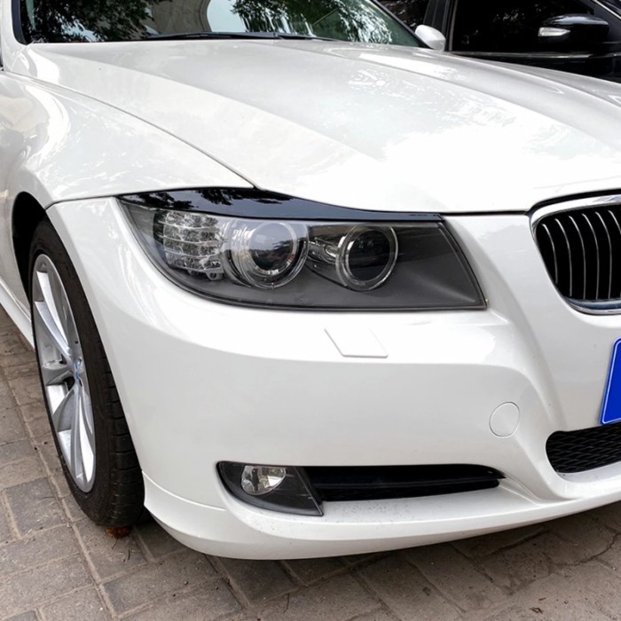 2pcs ABS Gloss Evil Headlight Eyebrows Eyelid Angle Eye for BMW 3er E90 Sedan E91 Touring 2005-2011