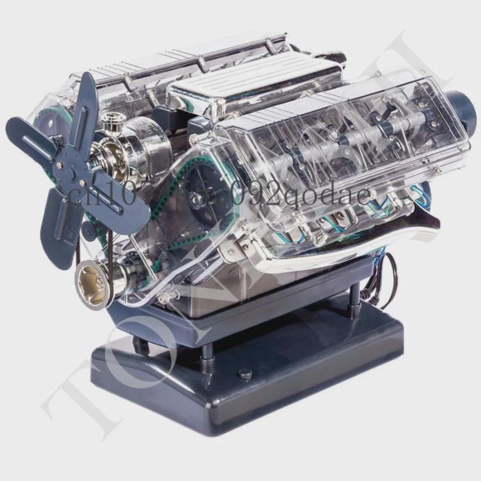 Mini Engine Model, V8 Simulated Eight Cylinder Engine, DIY Assembled Toy Car Model Engine