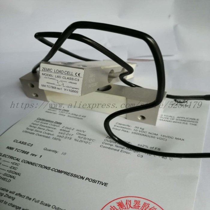1PC ZEMIC Weighting sensor L6D-C3-20KG 0.4m cable load cell 3kg 5kg 10kg 15kg 20kg 30kg 50kg