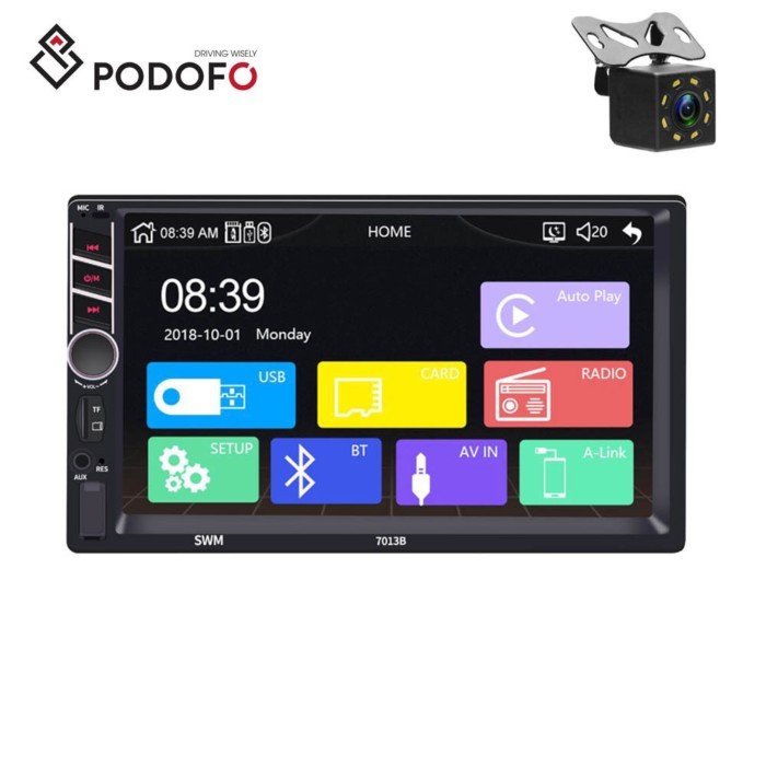 Podofo Car Radio 2din 7" Stereo Car Video CarPlay Autoradio BT MP5 FM USB Touch Screen 7013B + Remo
