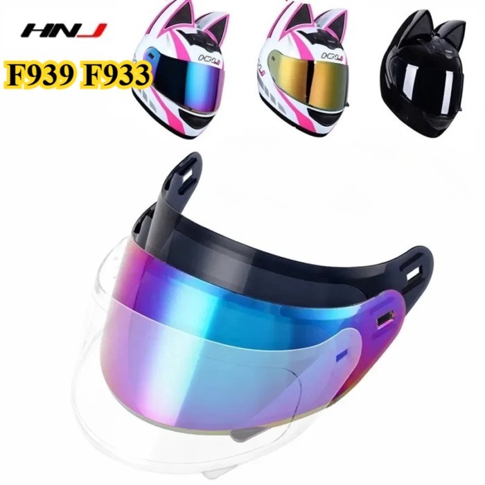 For HNJ Motorcycle Cat Ears Helmet Lens F939 F933 HS129 989  833 C01 Visors Full Helmet Lens Black