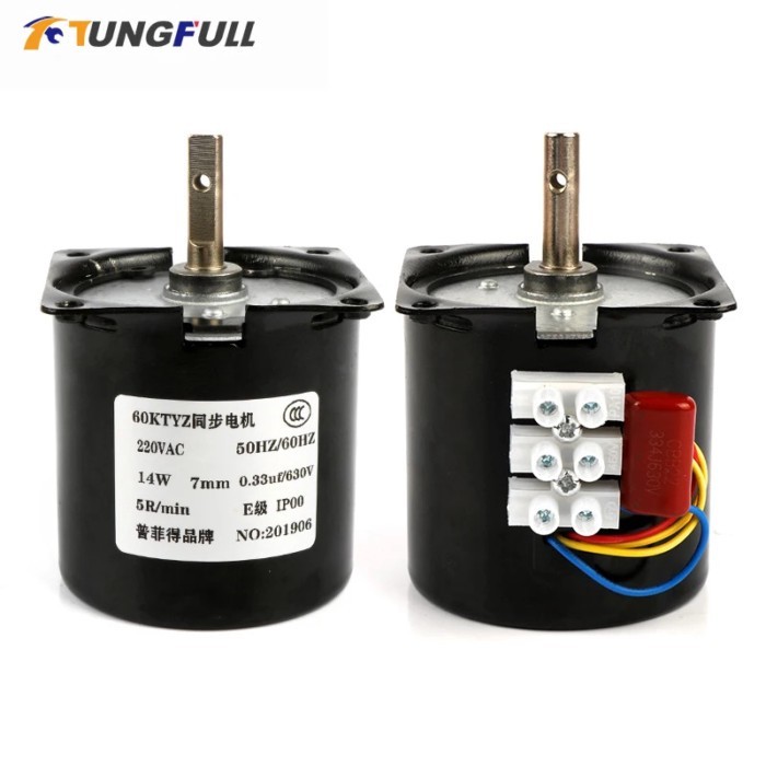 Low Speed Micro AC 220V 60KTYZ Permanent Magnet Synchronous Motor Gear Motor 1 2.5 5 10 15 20 30 50