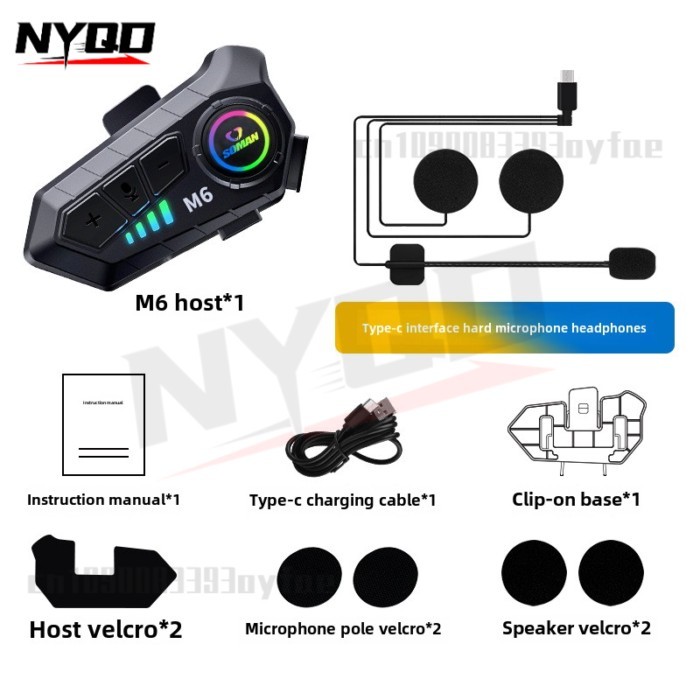 SOMAN Motorcycle Full Helmet Bluetooth Headset Long-lasting Battery Half Helmet Bluetooth Headset H