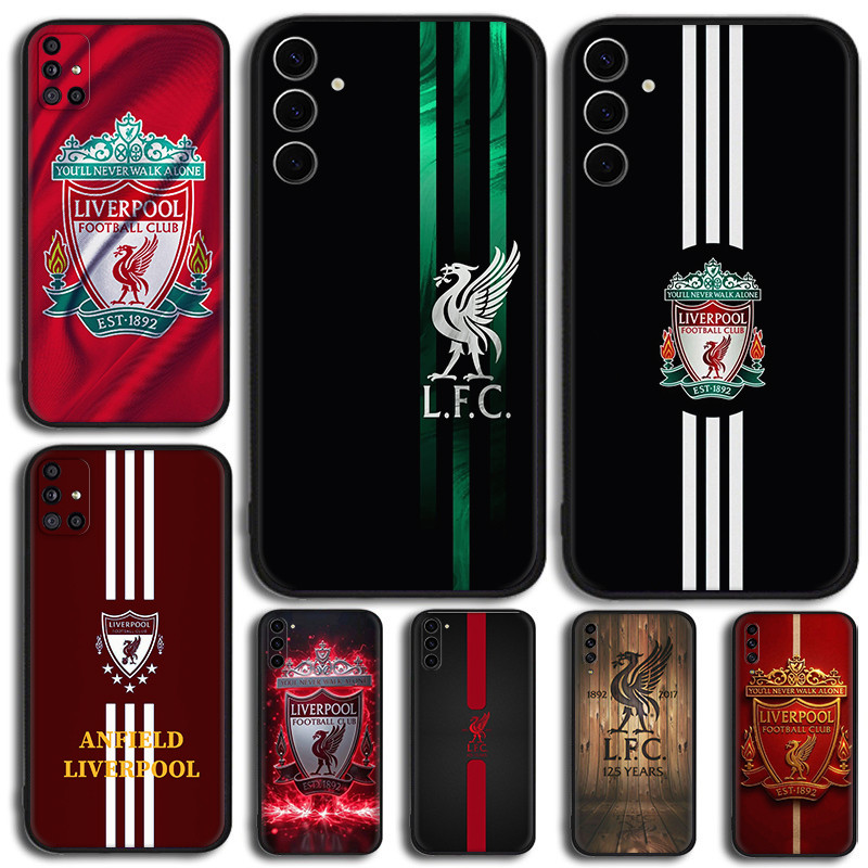 SAMSUNG สําหรับSamsung A32 A33 A34 A35 A50 A50S A30S A51 A52 A52S A53 A54 Liverpool FC TPUสีดําซิลิโคนอ่อนเคสโทรศัพท์