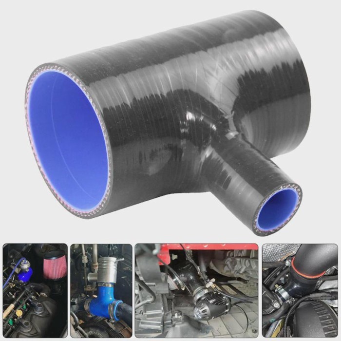 Black/Red/Blue 3" to 3" Silicone Hose 76mm to 76mm T Shape Tube Pipe for 25mm ID BOV