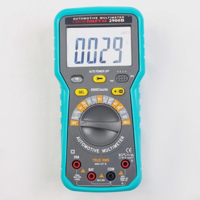 OBDEMOTO-2900B/MST-2900B Digital Automotive Car Multimeter 6000 Counts TRMS AC/DC Volt Amp Ohm Dwel