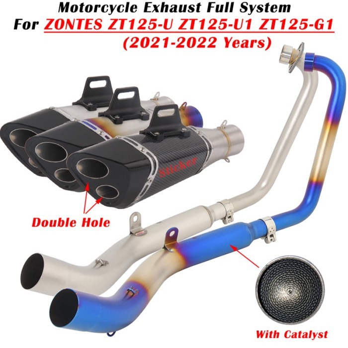 For ZONTES ZT125-U ZT125-U1 ZT125-G1 ZT125 U1 G1 2021 - 2022 Motorcycle Exhaust Full System Modify