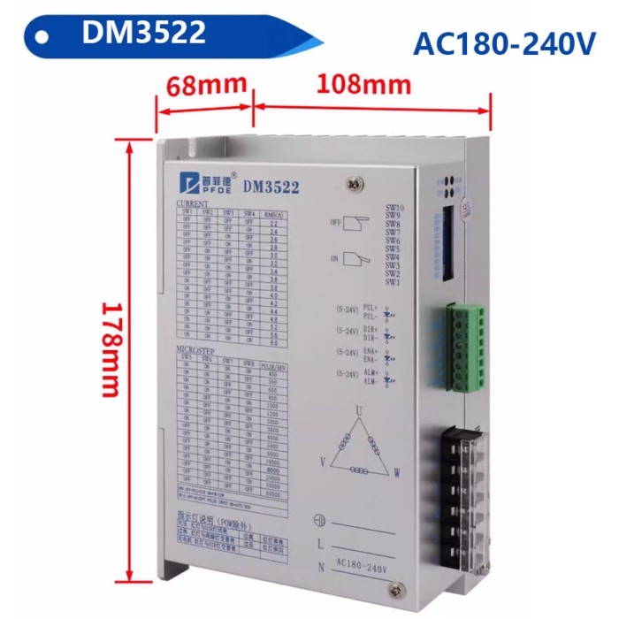 High Performance Stepper Motor Driver for three-phase Nema34 Nema42 Nema52 Steppermotor DM3722 DM35
