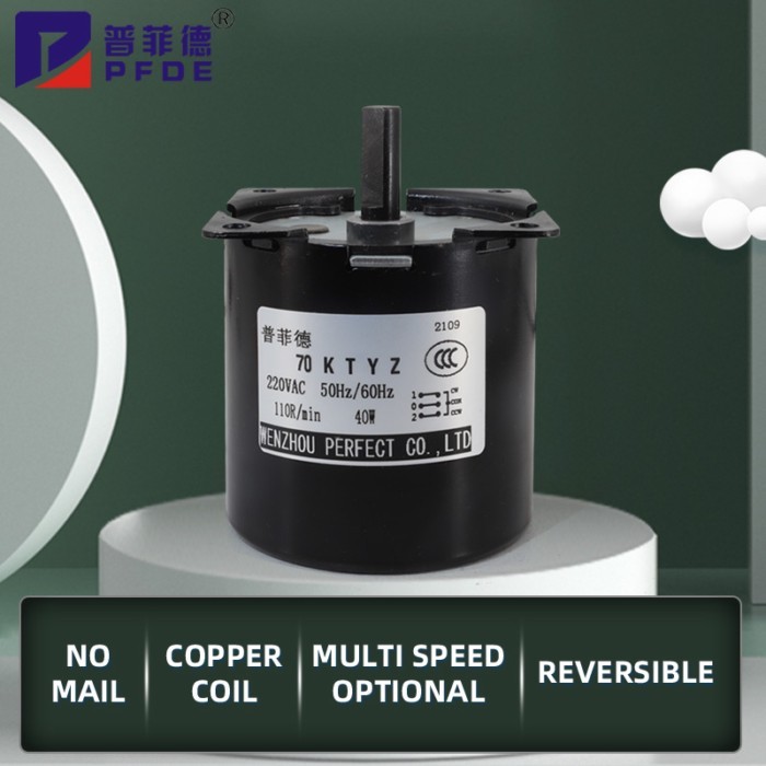 300KG 70KTYZ 40W AC 110V/220V AC Permanent Magnet Synchronous Motor CW/CCW Low Speed Motor 1.5/2.5/