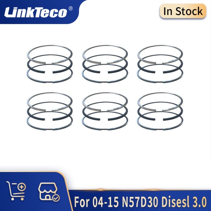 6pcs Auto Engine Parts Piston Rings Set Kit Fit 04-15 N57D30 Disesl 3.0 L For ALPINA D3 D4 D5 XD3 B