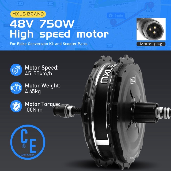 48V 750W MXUS Ebike Motor GDC-19 High Speed Motor Rear Brushless Gear Hub Motor Wheel Drive For Ele