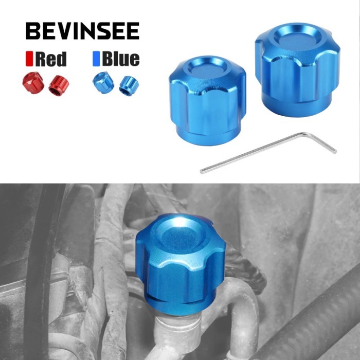 BEVINSEE Aluminum Air Conditioning A/C Line Caps Kit For BMW E36 E46 E90 E92 E60 E87 F20 F30 Z4 X1