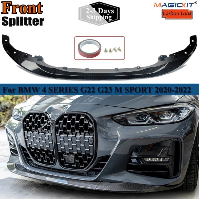 Carbon Fiber Look Front Bumper Lip Spoiler Protector For G22 G23 430i 440i M440i  2020-2022 Coupe M