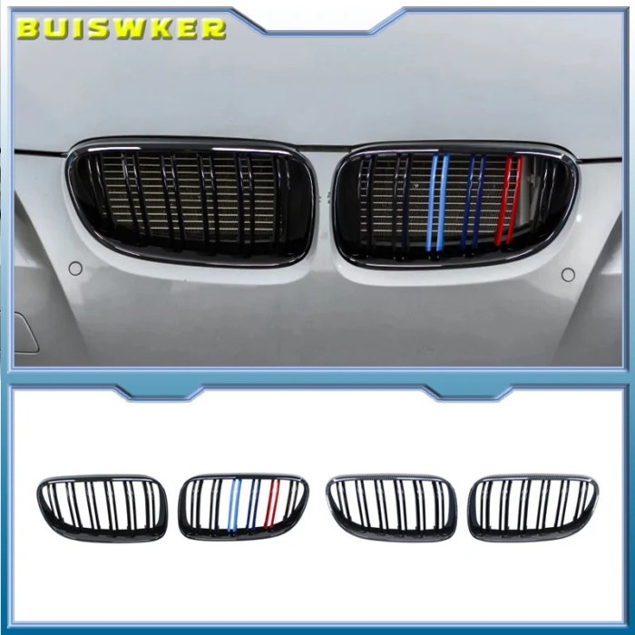 2Pcs Car Style Black Front Kidney Double Slat Grill Grille For-BMW E92 E93 3-Series 328I 335I Coupe