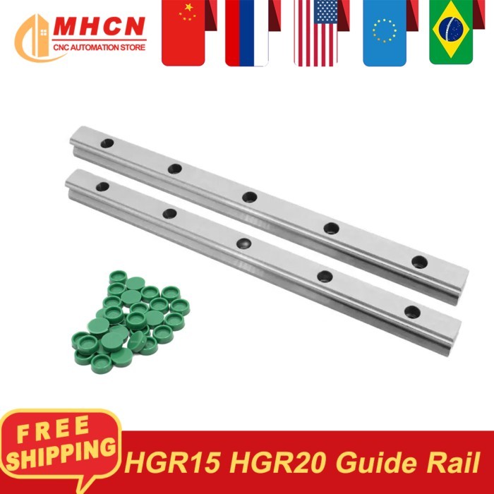 2PCS 1000-2000mm HGR15 HGR20 Linear Rail EU RU Warehouse CNC Guides Linear Guide with Green Dust Pl