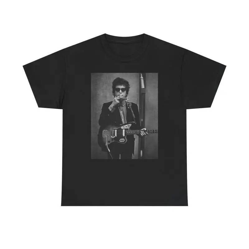 Bob Dylan T-Shirt สไตล์วินเทจ อาร์ตเพลงคลาสสิก ทำจากผ้าฝ้ายหนัก