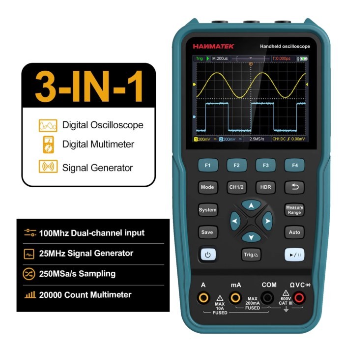 Digital Oscilloscope HANMATEK Waveform Generator oscilloscope 2 channels HO102S professional oscill
