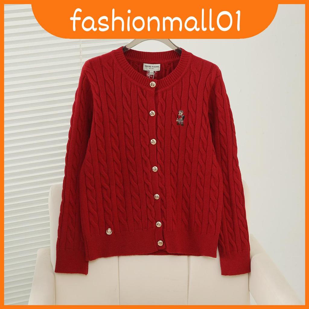 เสื้อสเวตเตอร์ลำลองสตรี ถักด้วยงานปักถักร้อย ทรงหลวม สบายๆ เหมาะสำหรับฤดูหนาวและใบไม้ร่วง