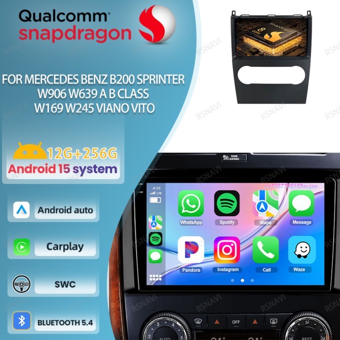 Car Radio Android 15 For Mercedes Benz B200 Sprinter W906 W639 A B Class W169 W245 QLED DSP BT Vied