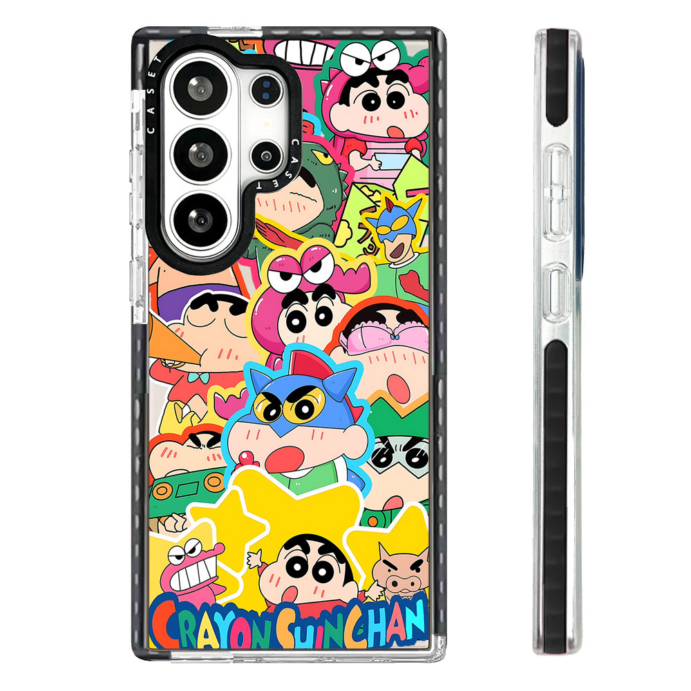Screenful น่ารักสี Crayon Shin-chan สําหรับ Galaxy S24 S25 FE S23ULTRA S24ULTRA S25ULTRA S26ULTRA ฝาครอบ A55 A56 S26 S23 Plus สีซิลิโคนนุ่มกันชนกันกระแทก