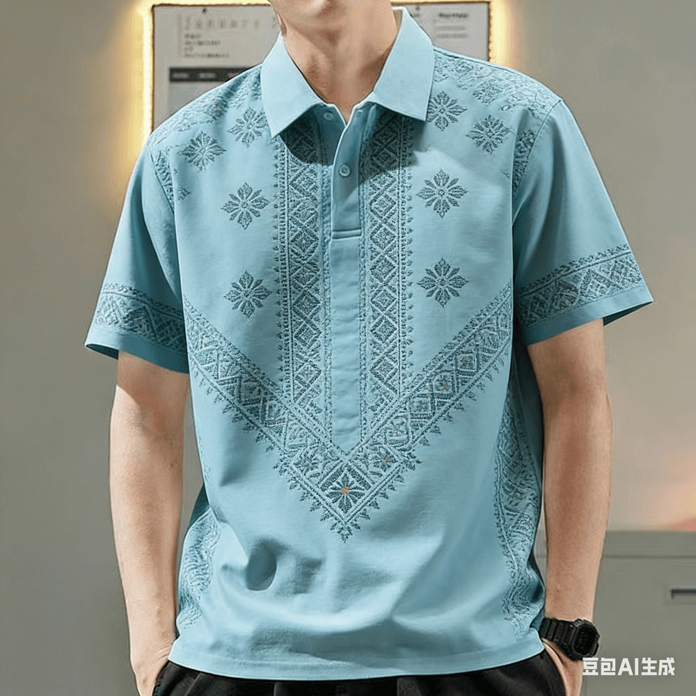 เสื้อโปโลผู้ชาย Barong สไตล์วินเทจ แขนสั้น ใส่สบาย ลําลอง กลางแจ้ง Street 13a