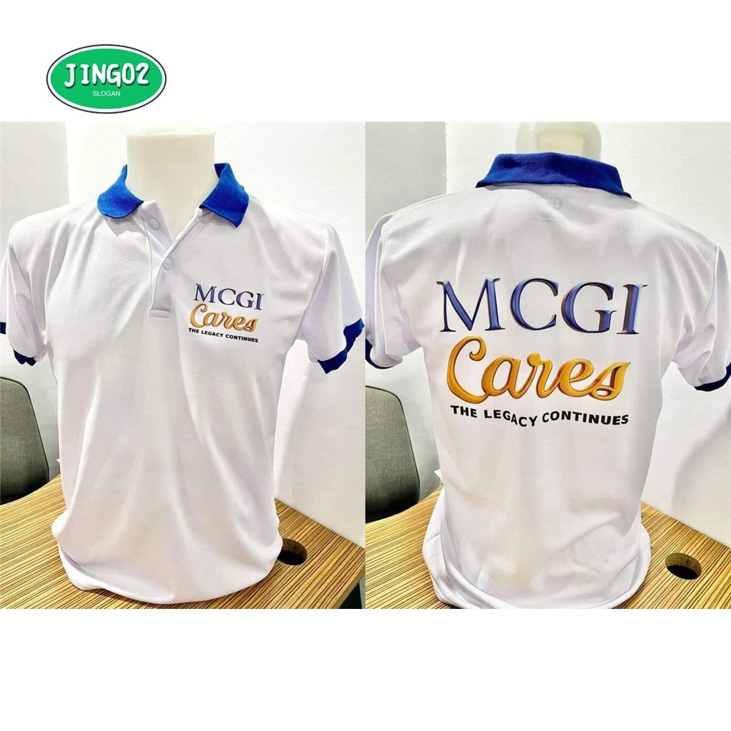 (JING02)เสื้อโปโลคอปกสีฟ้าพิมพ์ลาย 3D (Mcgi Cares) r96