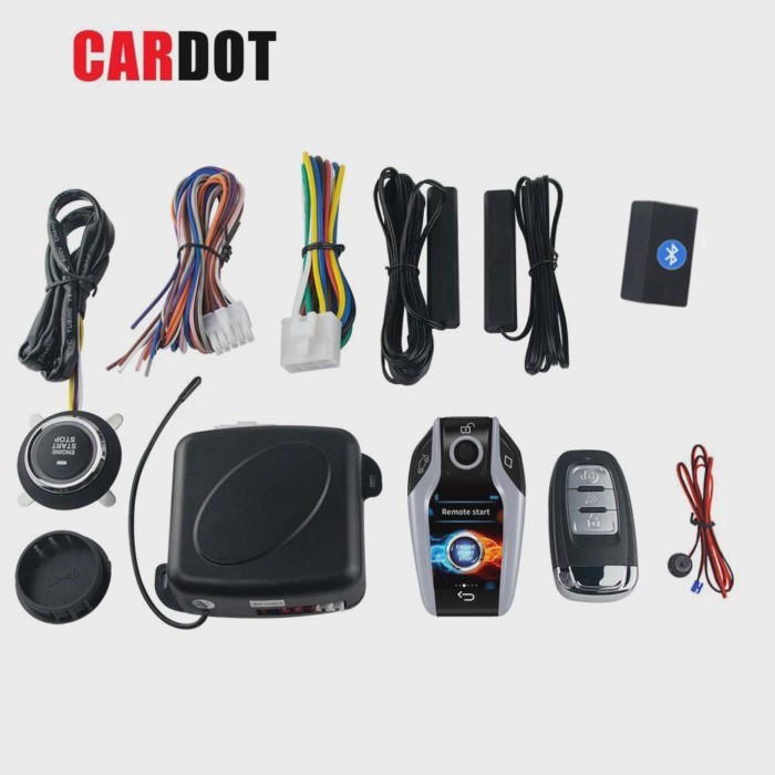 Cardot  Remote Start Push Button Start  Smart Key Fob Remote Auto Central Lock Car Alarm For Russia