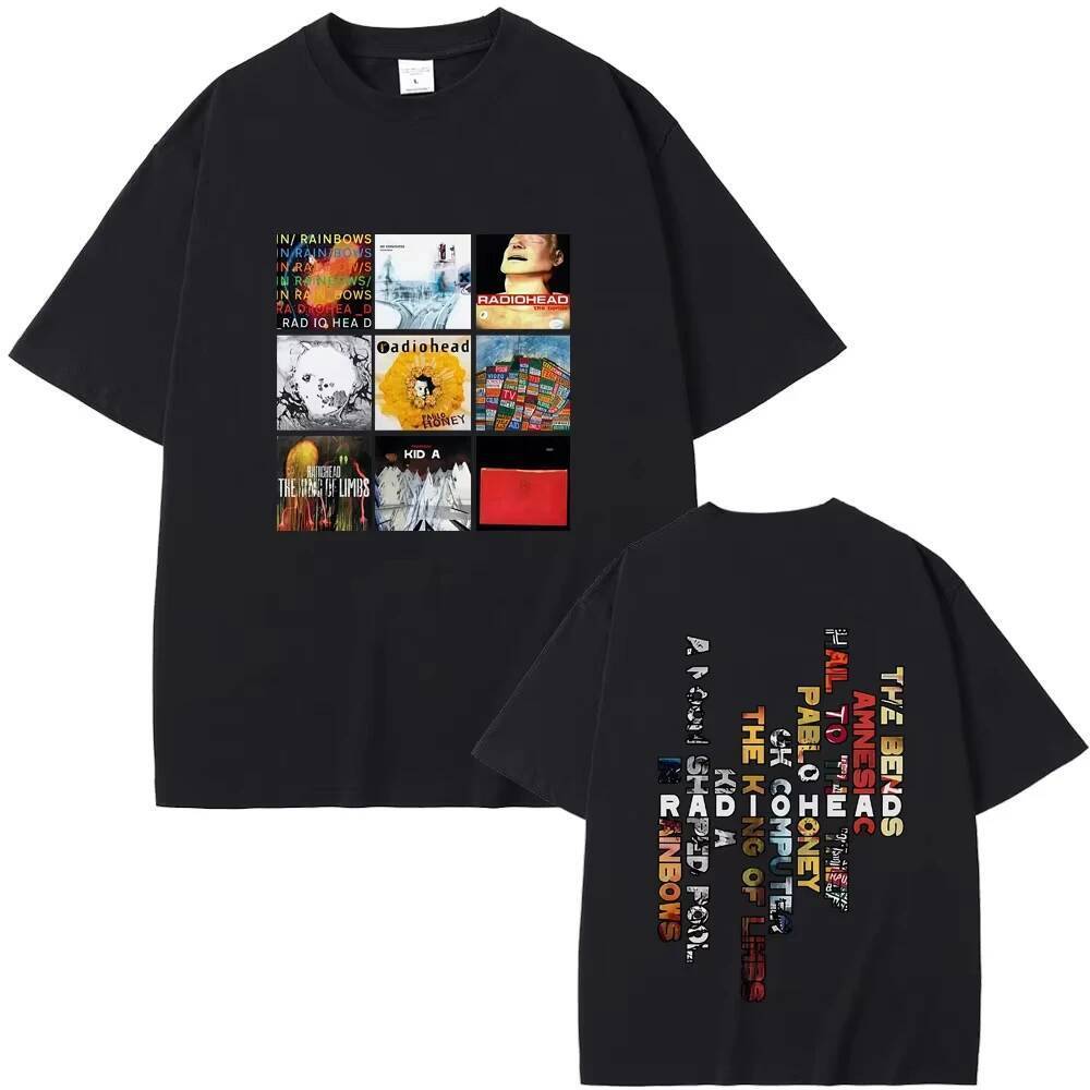 เสื้อยืดพิมพ์ลายอัลบั้มวง Radiohead ผ้าฝ้าย 100% สำหรับทั้งชายและหญิง สไตล์-rock-gothic-hiphop คุณภาพสูง