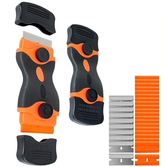 21pcs Razor Blade Scraper Double Edge Razor Scraper Remover Tool with Razor Blades for Labels Stick