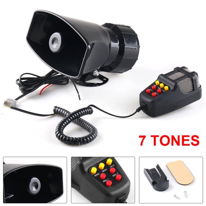 12V 100W 120-150dB 7 Sound Car Electronic Warning Siren Motorcycle Alarm Firemen Ambulance Loudspea