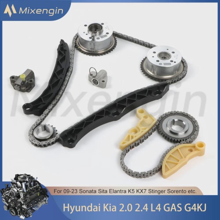 Auto Timing Chain Kit W/VVT Gear Fit 09-23 2.0L 2.4L L4 GAS G4KJ For Hyundai Sonata Elantra Sita Ki