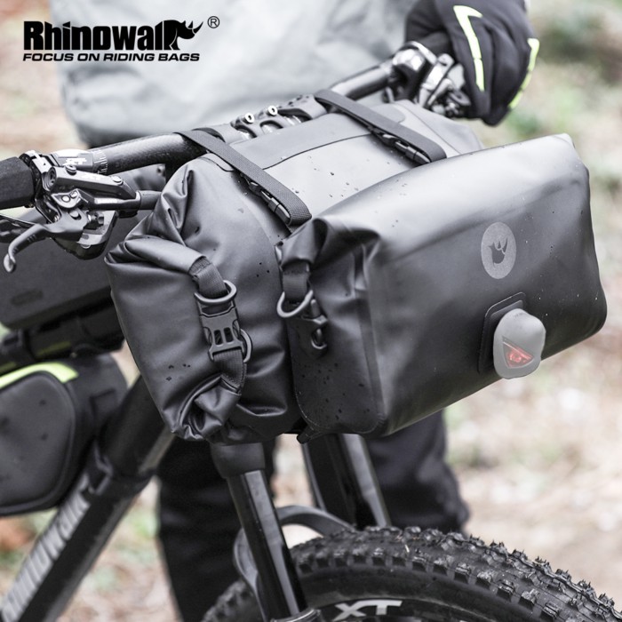 Rhinowalk Bicycle Handlebar Bag 100% Waterproof Big Capacity 8L+4L 1/2-Piece Front Tube Cycling Bag