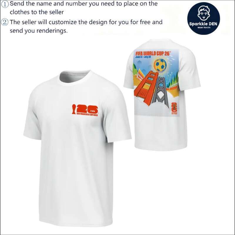 ฟรีชื่อที่กําหนดเองและหมายเลข 2026 San Francisco Bay Area World Cup "I 26" 3D พิมพ์เต็มเสื้อกีฬาแห้ง