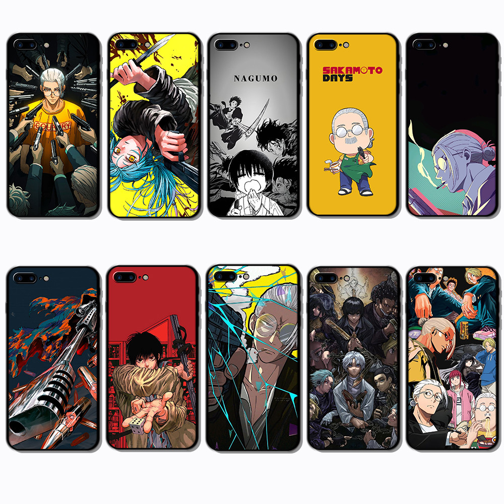 สําหรับ iPhone 5 5S 6 6S 7 8 Plus SAKAMOTO DAYS Slim Black Border TPU Soft Case | โทรศัพท์เปลือยรู้ส