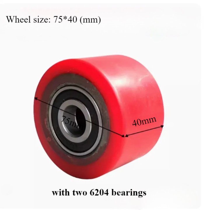 75*40mm PU with Bearings 6204 Hydraulic Pallet Truck Wheels Hand Pallet Truck Wheel