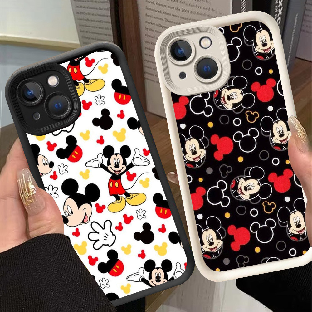 G-77 Mickey Casing สําหรับ iPhone 17 16 X 15 XR XS Pro Max สีดําและสีขาว