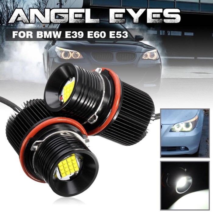 2X 80w White Angle Eyes LED Marker Light HALO Ring Headlight Bulb Fog Lamp for E39 E53 X5 E60 E61 E
