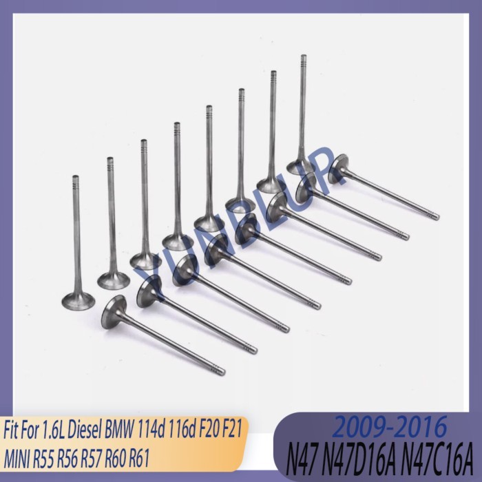 Engine Parts 8x Intake & 8x Exhaust Valve Kit Fit 1.6 L Diesel N47 09-16 For BMW 114d 116d F20 F21