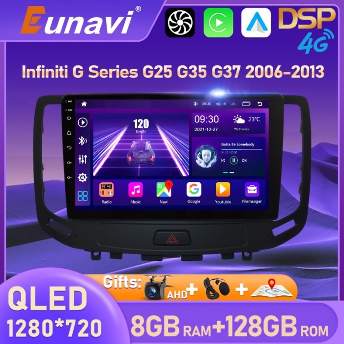 Eunavi Android Auto GPS For Infiniti G Series G37 G35 G25 G37 2006 - 2013 Car Radio Multimedia Play