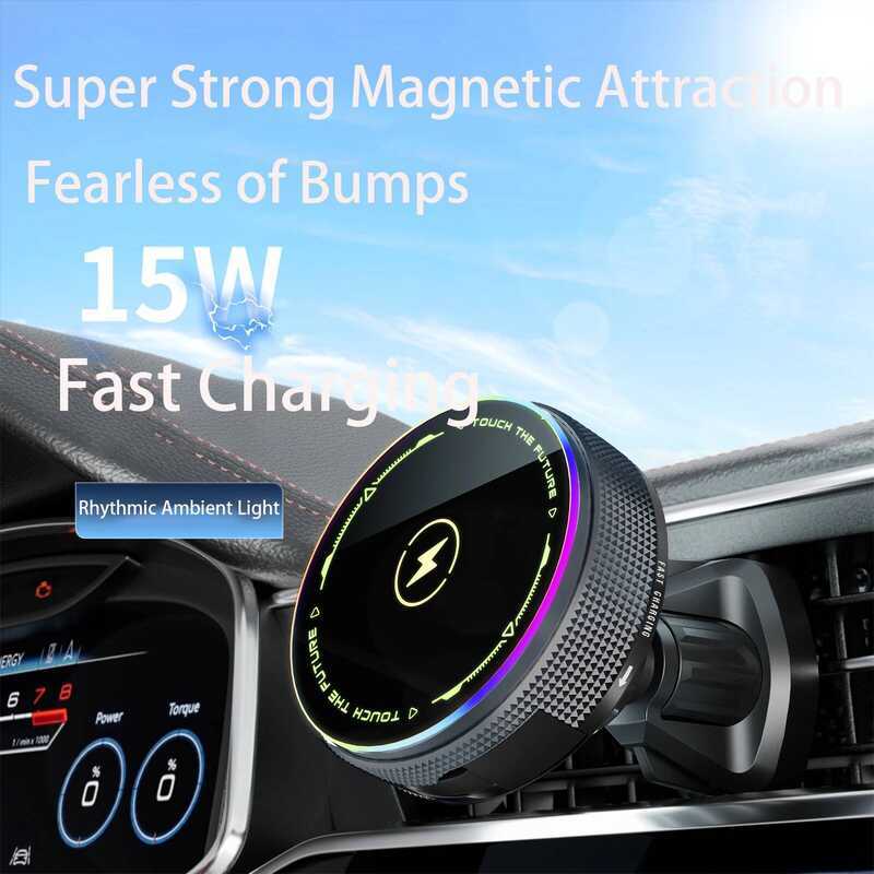 ▥ 15W Wireless Charger Fast Charging Station For Apple Iphone 15 14 13 Pro Max Macsafe Car Phon