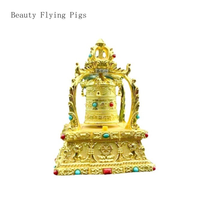 Creative solar alloy car accessories Prayer wheel automatically rotates car interior decoration fen