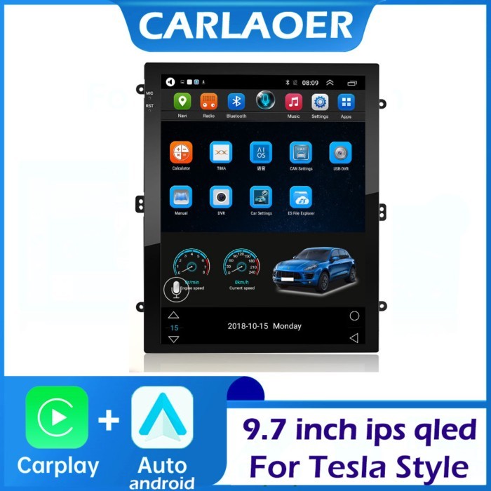 CARLAOER 9.7 inch Tesla style Carplay android auto Car Android 2 Din Radio Multimedia Video Player
