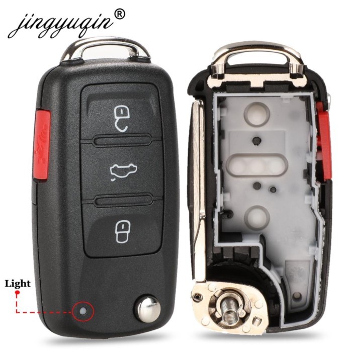 jingyuqin 4 Buttons 020AD Remote Key Shell Case Fit for VW Caddy Eos Golf Jetta Beetle Polo Up Tigu