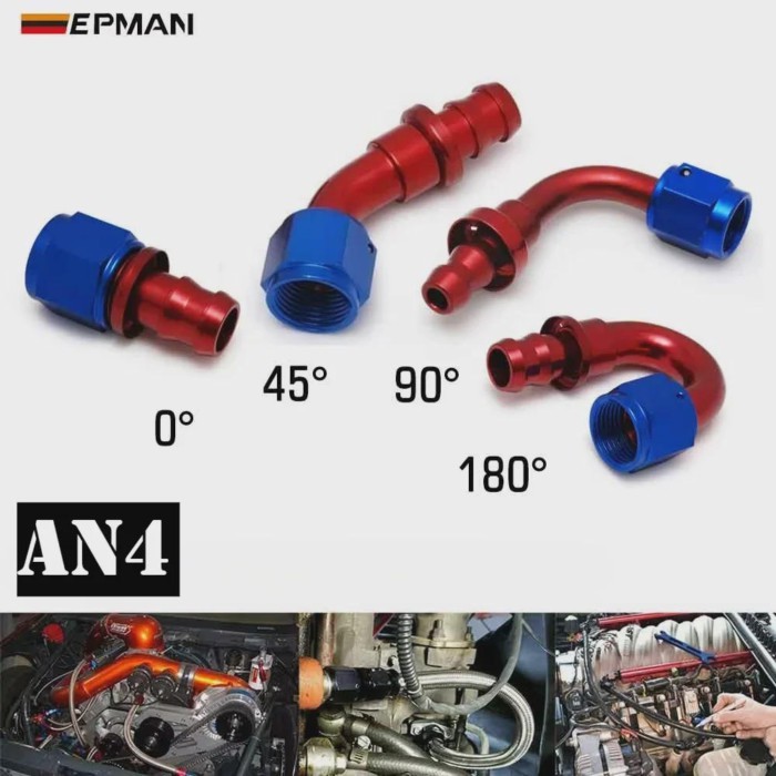 EPMAN 10PCS/LOT AN4 Fuel Hose End Push-On Male Fitting Straight 45Degree 90Degree 180Degree Swivel