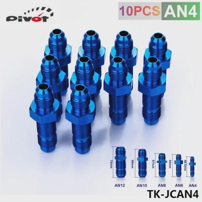 4AN AN4 MALE THREAD STRAIGHT BULKHEAD FLARE BLUE ALUMINUM ANODIZED FITTING TK-JCAN4