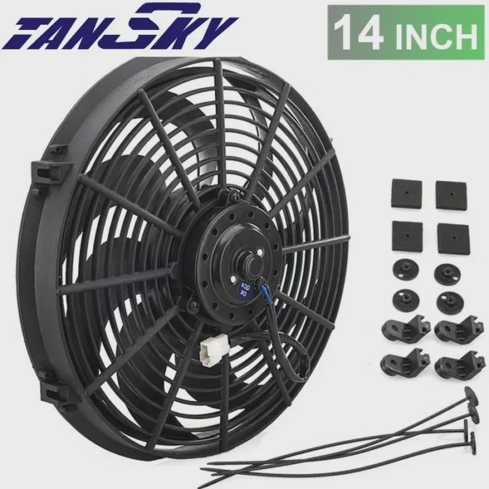 Racing Car Universal 12V 14" Electric Fan Curved S Blades Radiator Cooling Fan TK-RCFS14F