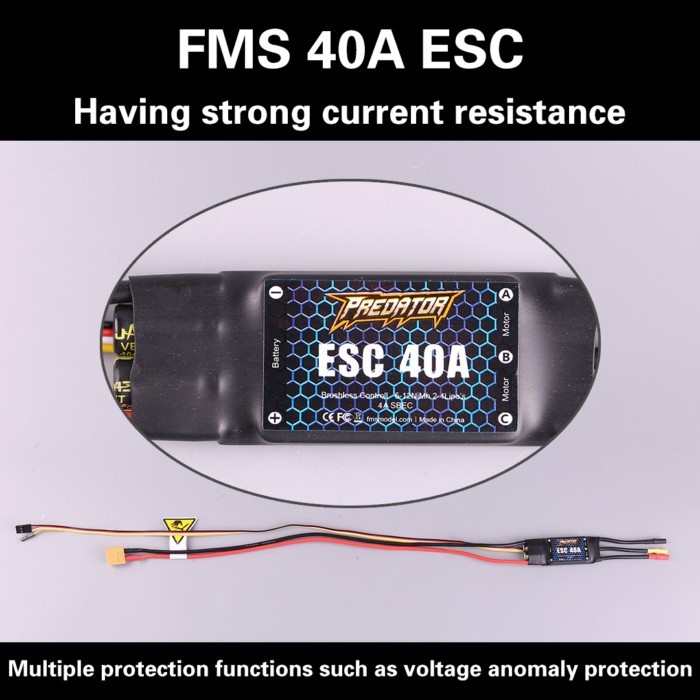 Fms PREDATOR Brushless Esc 40A  Aircraft Model Electric Adjustment 3a Switch Bec Configuration whit